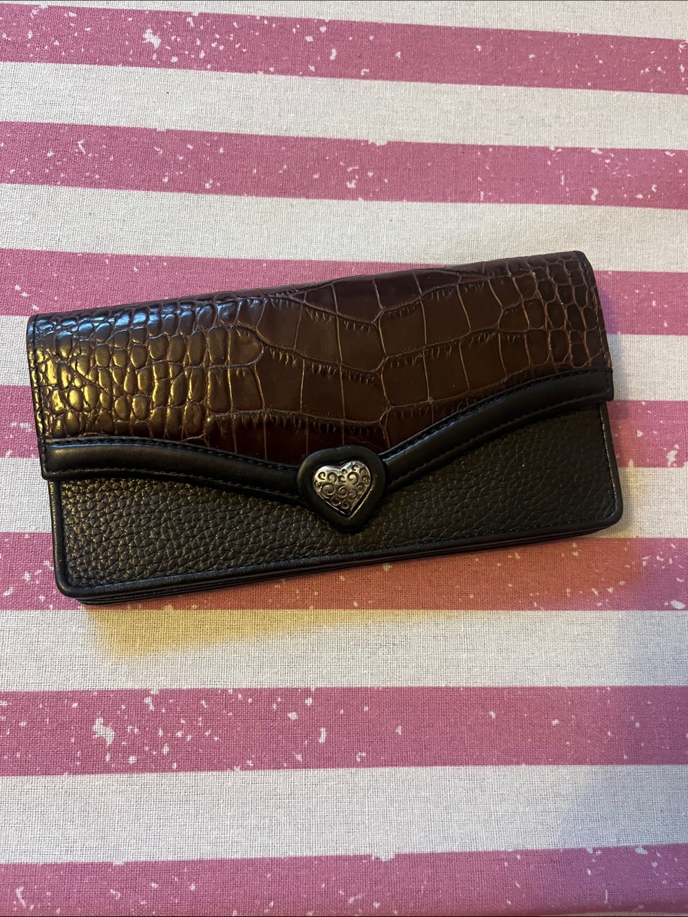 Brighton Two-Tone Croc-Accent Wallet